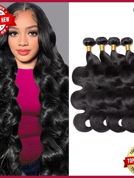 4 Bundle Body Wave Human Hair Extensions 16-22 Inches 100% Brazilian